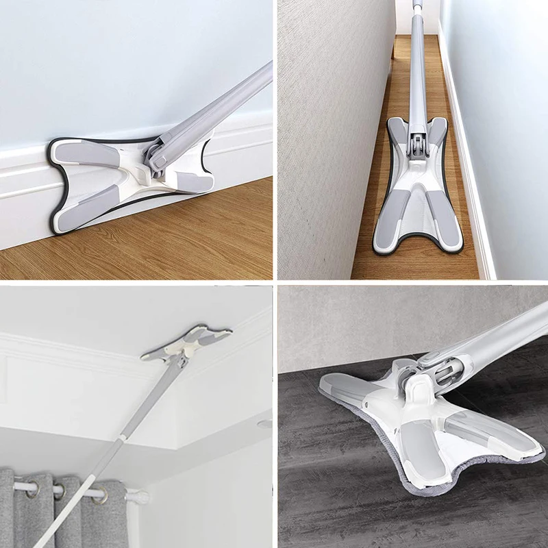 X-type-Flat-Floor-Mops-With-3-Replace-Cloth-Heads-360-Degree-Squeeze-Mop-Hand-free