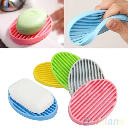 

Creative Silicone Flexible Toilet Soap Holder Plate Bathroom Soapbox Soap Dish