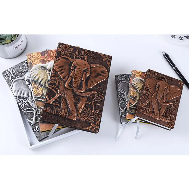 

3D Elephant Embossed Notebook Journal Notepad Travel Diary Planner Business School Office Supplies