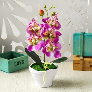 

Simulation Artificial Flower Fake Potted Plant Phalaenopsis Bonsai Floral Decor