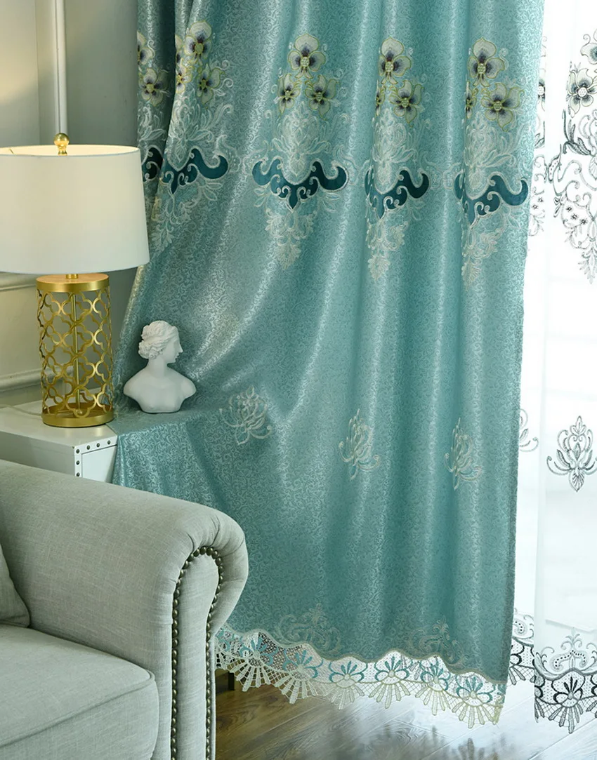 Роскошная затемненная занавеска с вышивкой, Европейский тюль, занавеска для окна, s спальня для гостиной, занавески, домашний декор, M113-4