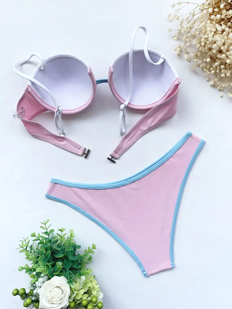 plus size bikini sets Patchwork Bikini Female Swimwear Thong Bikini Set High Waist Women Swimsuits Sexy Brazilian Bathing Suit Beach Wear Biquini strapless bikini set