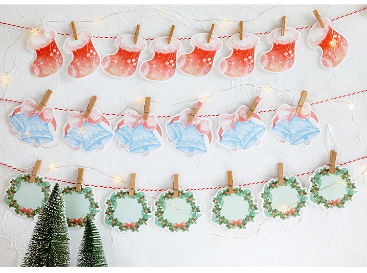 Mr paper 30 шт./лот, 4 вида конструкций, рождественские носки со снеговиком, гирлянда, вкладыши для заметок, креативные, празднующие Рождество, блокноты для заметок