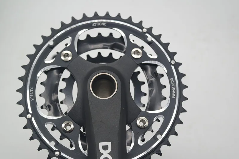 MTB aluminum alloy integrated crankset 42-32-22T with BB for 24/27/30s speed hollow tec crank set mountain bicycle chainwheel