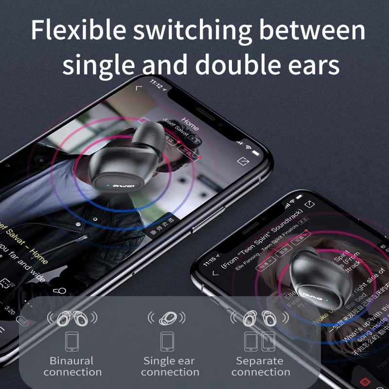 AWEI T16 Mini TWS In Ear беспроводные Bluetooth наушники водонепроницаемые с двойным