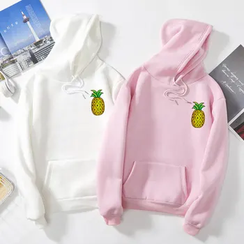 

s6543 girls and boys Hoodies Casual pineapple Print solid Loose Drawstring Sweatshirt Fashion Long Sleeve Hooded Female Tops