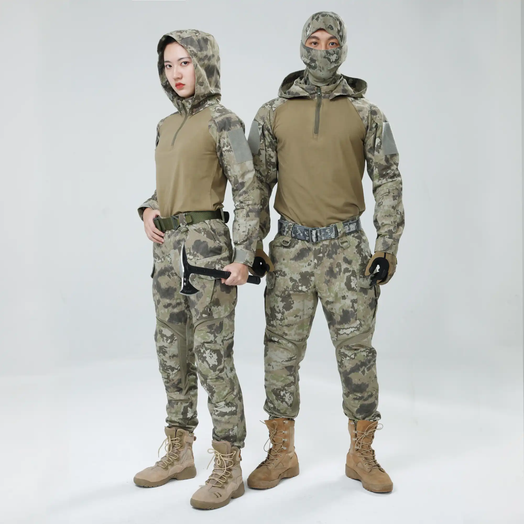 Onsoyours Herren Militär-T-Shirt Tactical Shirt Combat Shirt Slim Fit Langarm Camouflage Shirt Paintball Airsoft Army Hemd Militär Uniform 