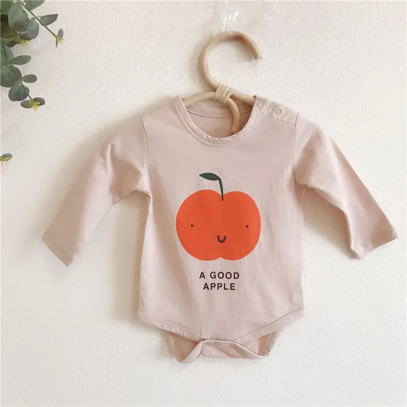 

Tiny Cottons 2019 Quality Baby Girl Long Sleeve Cotton Bodysuit Lovely Apple Playsuit Kids Boys Brand Clothes Winter Jumpsuit