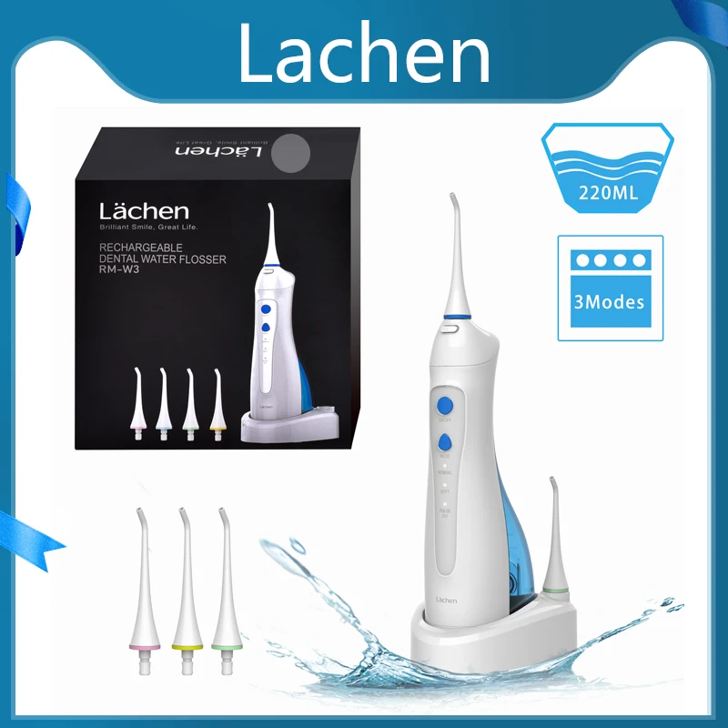 

Lachen W3 Oral Irrigator Rechargeable Dental Cordless Water Flosser Teeth Shower 220ml Water Tank IPX-7 Waterproof Ship From RU