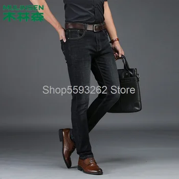 

Straight loose jeans men's Stretch Slim solid color men's pants autumn business large size men's pants
