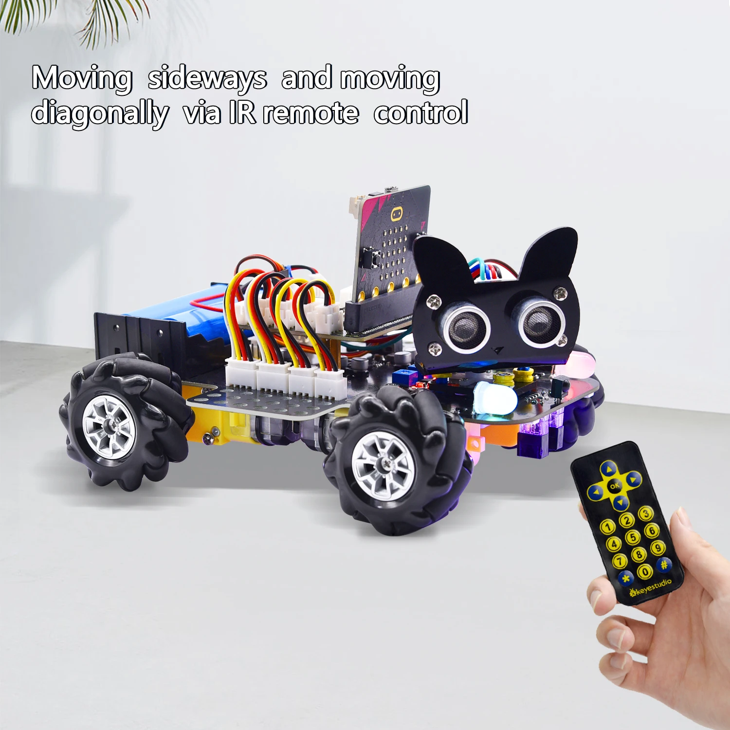 Keyestudio Mecanum Wheel Robot Micro:bit Robot Car Diy Electronic Kit Support APP Control and Make Code program