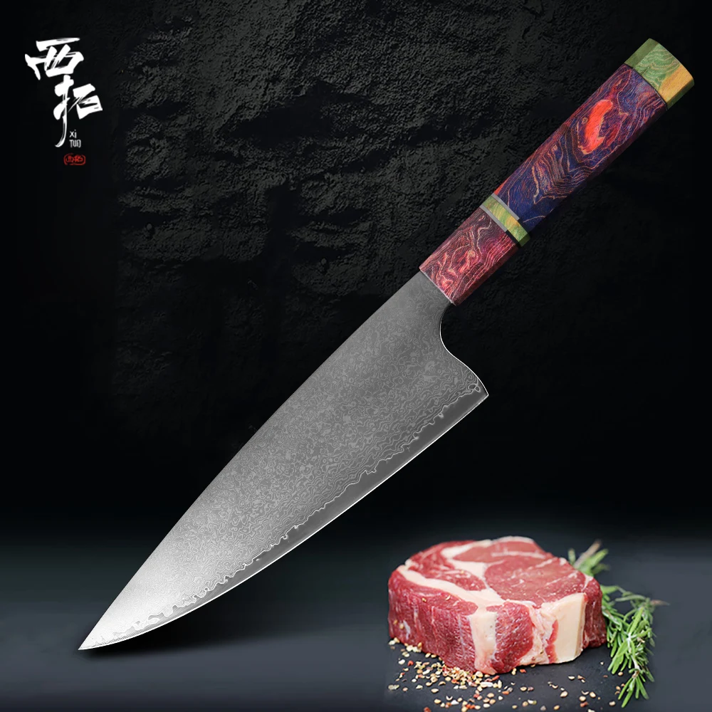 XITUO нож шеф повара из дамасской стали Профессиональный японский Kiritsuke Gyuto для убоя