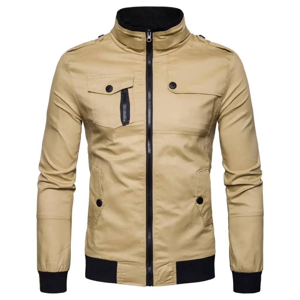 

CYSINCOS Men's Jacket Army Military Jacket Men Coats Winter Male Outerwear Autumn Overcoat Khaki XXL Cargo Jaqueta Workout Coat