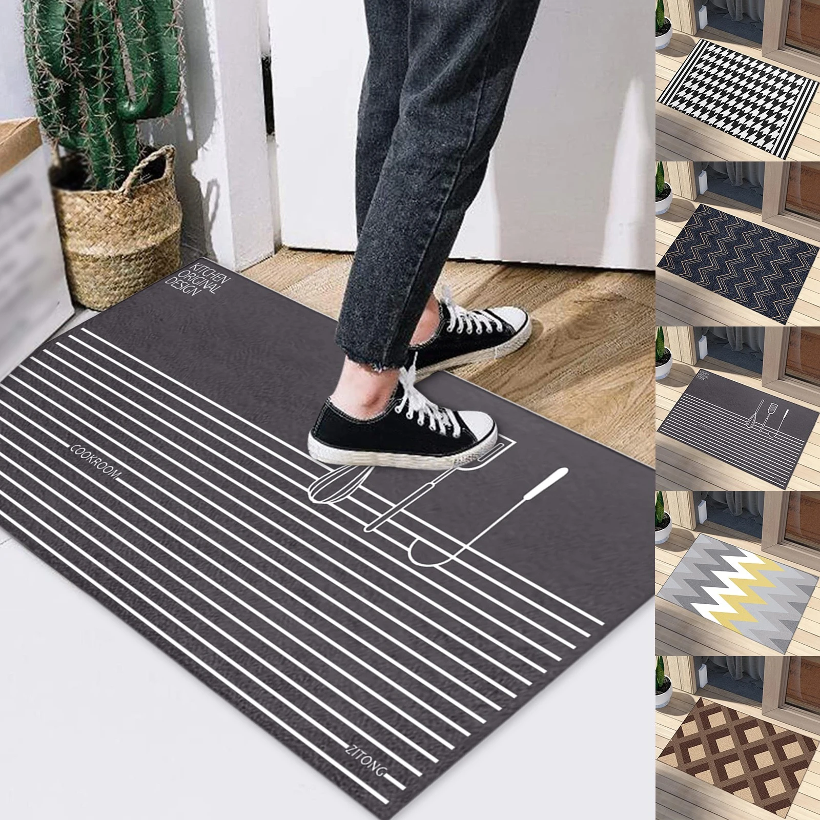 Alfombra antideslizante de diseño bajo para cocina y baño, felpudo duradero terciopelo Felpudo de bienvenida para entrada A4|Alfombra| AliExpress