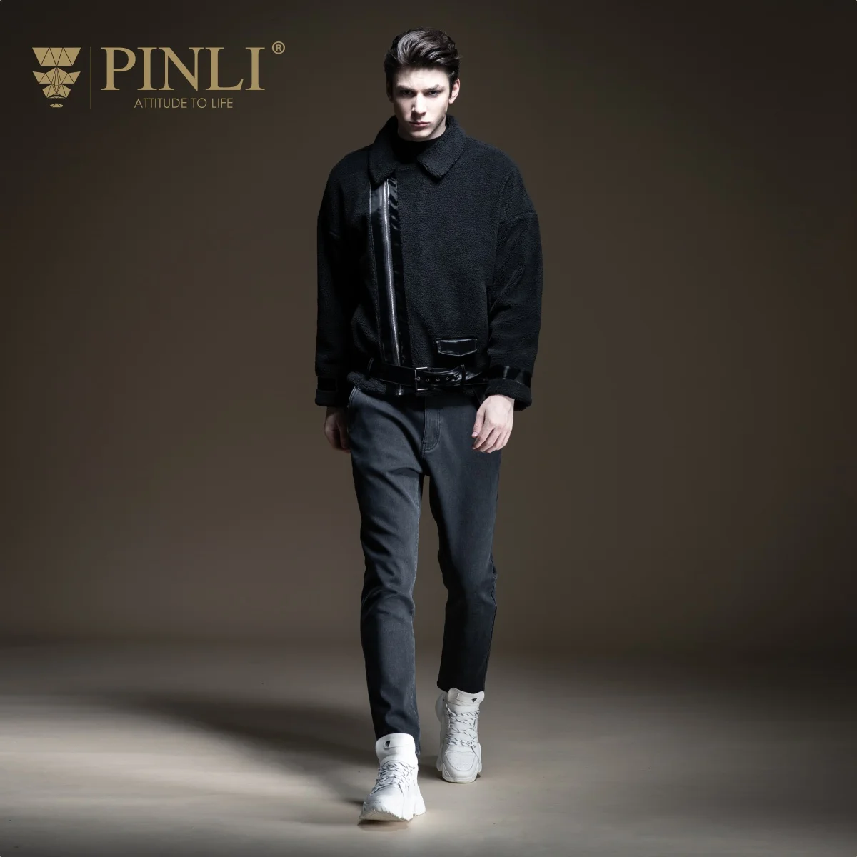 Casaco Masculino, стандартная куртка Pinli, осень, новинка, мужская куртка из искусственной кожи с отложным воротником, верхняя влага, B193304353