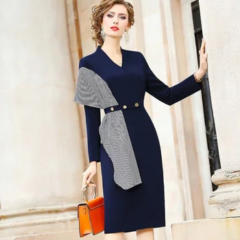 

Designer Dresses Runway Spring 2020 High Quality Plus Size Office Work Women Club Dress Winter Grace Elegant Sexy Party Dress