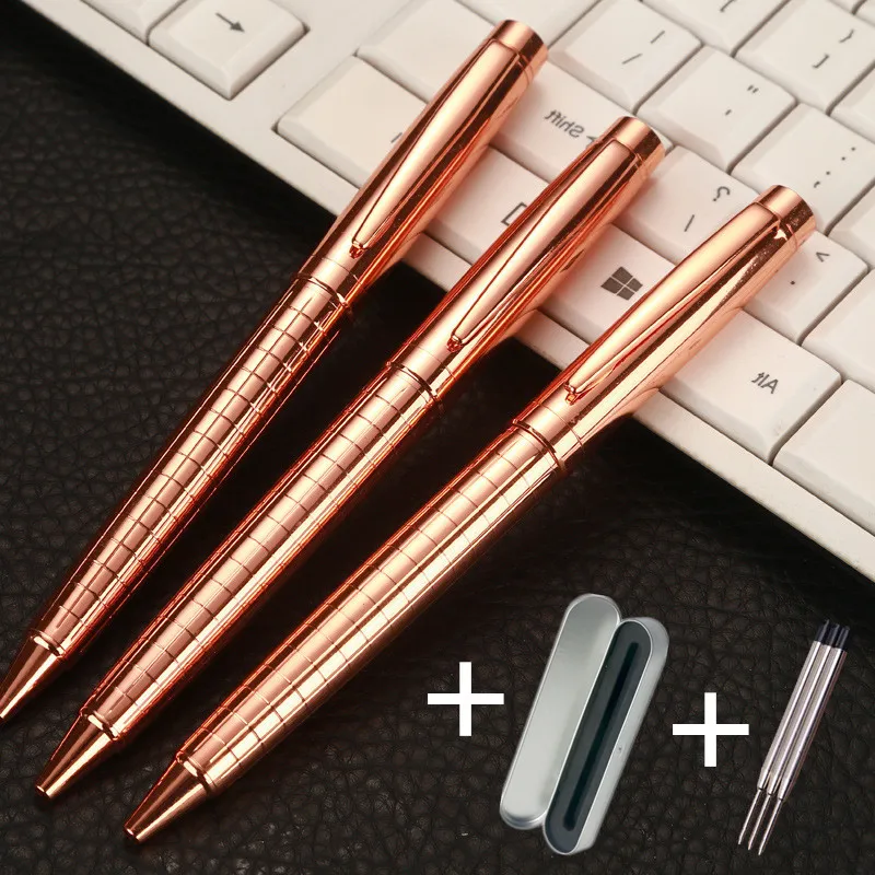 

1 Metallic Ballpoint Pen 3 Refills Gift Box Luxury Metal Rose Gold Success Lady Women Signature Ballpoint Girls Office Business