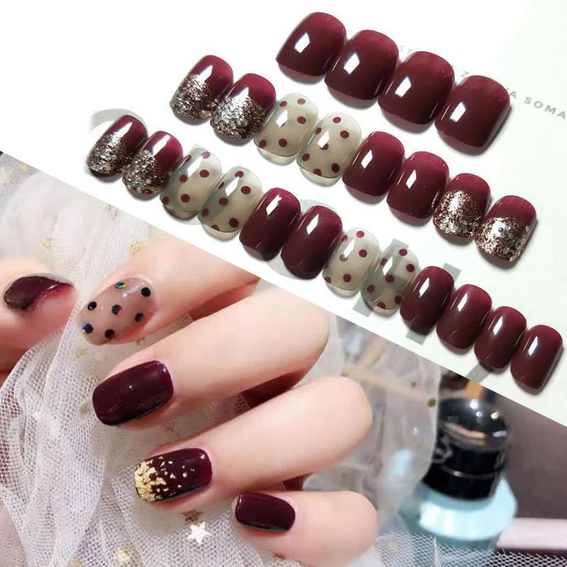 24 Pcs Nail Art Stickers Fake DIY Decoration Long Lasting Manicure for Women Lady Bride QS888 3