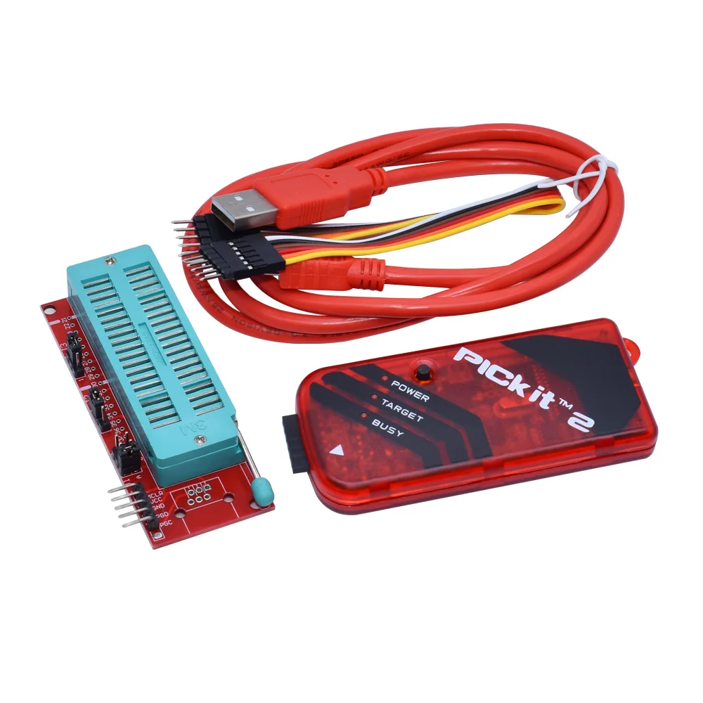 Programmeur PICKIT3 PIC - Compatible PICKIT2 & Adaptateur - Câble USB Inclus - Pour Microcontrôleurs PIC Série 8/14/18/28/40 Pins