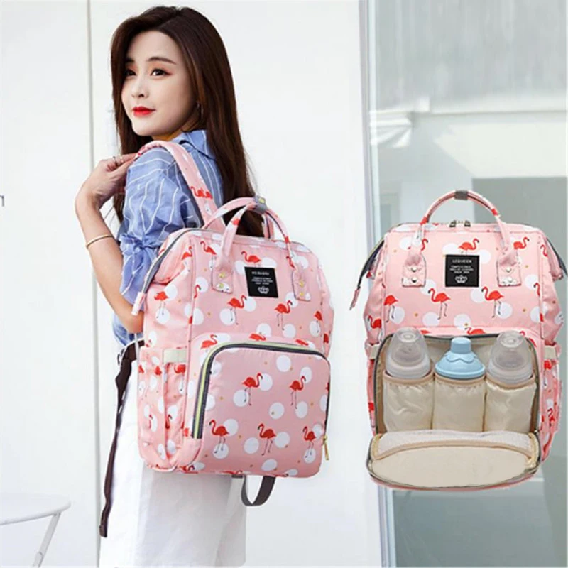 

Flamingo Diaper Bag Portable Mummy Nappy Bag Large Capacity Pattern Backpack Nursing Bag for Baby Care Travel Bag