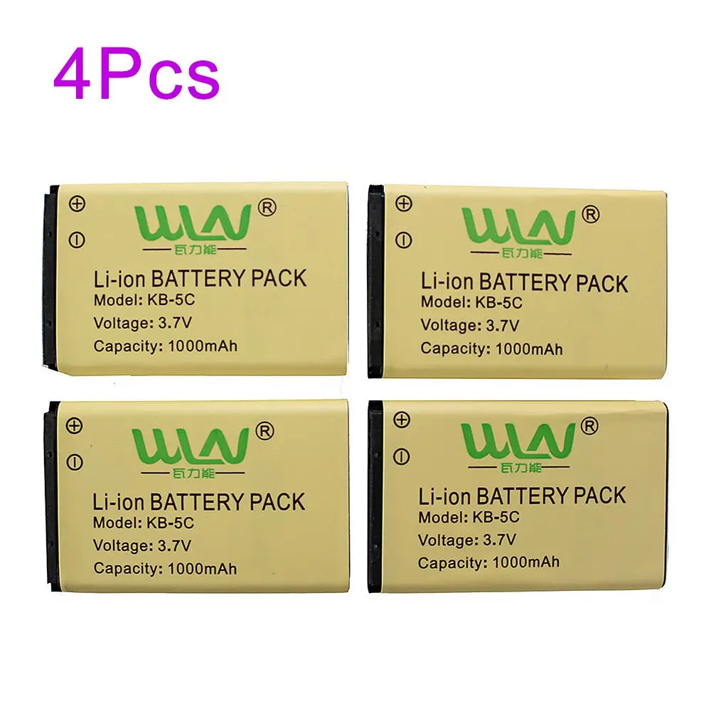 4pcs-pack KB-5C WLN KB-5C 1000 мА/ч, литий-ионный аккумулятор Батарея для WLN иди и болтай Walkie Talkie “иди и KD-C1 KD-C2 KD-C10 KD-C50 KD-C51 KD-C52 RT22 Zastone X6 радио - Цвет: 4pcs-pack KB-5C