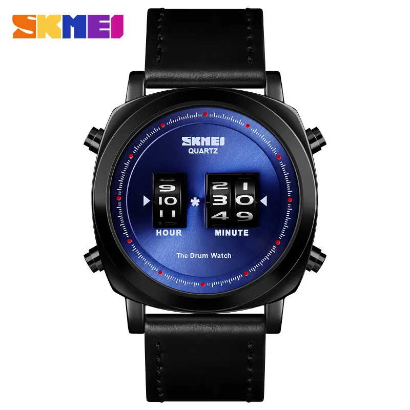 

Skmei Creative-Wheel Quartz Watch 1519 Trend of Fashion Leather Belt Zinc Alloy Customizable Students Watch