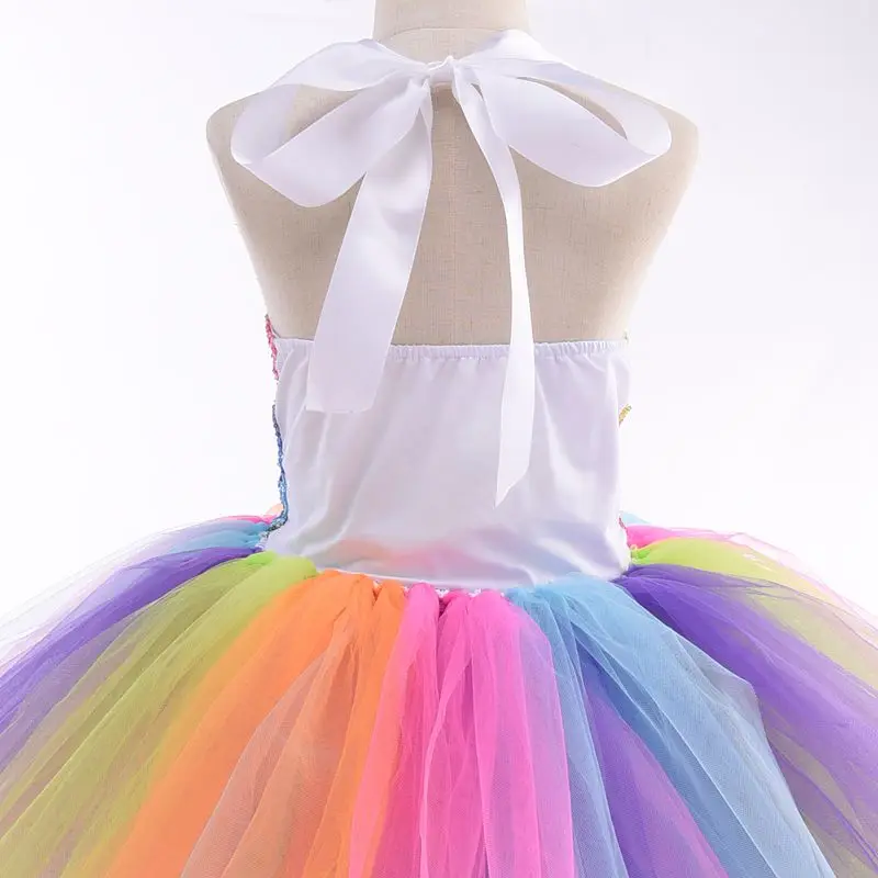 New Christmas Lovly Unicorn Embroidery Princess Party Dress for Children Birthday Party Dress Clothes Outfits Sparkle Attractive