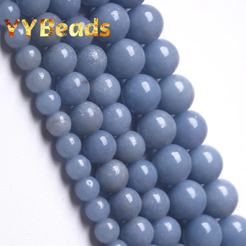 

Бусины Из Натурального голубого ангелита AAA +, гладкие круглые бусины россыпью для изготовления ювелирных изделий, браслетов, ожерелий «сделай сам», аксессуары 4, 6, 8, 10 мм