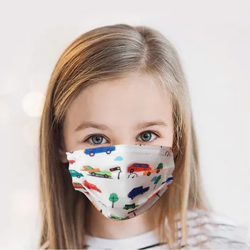 

50PCS Disposable Cartoon Printing Face Cover Comfortable 5Ply Ear Loop Quick-drying maschere Children's Disposable mascaras