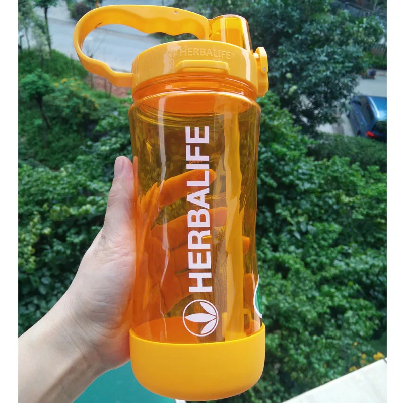 Orange1 1Л/2л/2000 мл черный большой размер Портативный Пространство Herbalife питание 24 часа шейкер соломы стиль ремень бутылка для воды - Цвет: Orange1