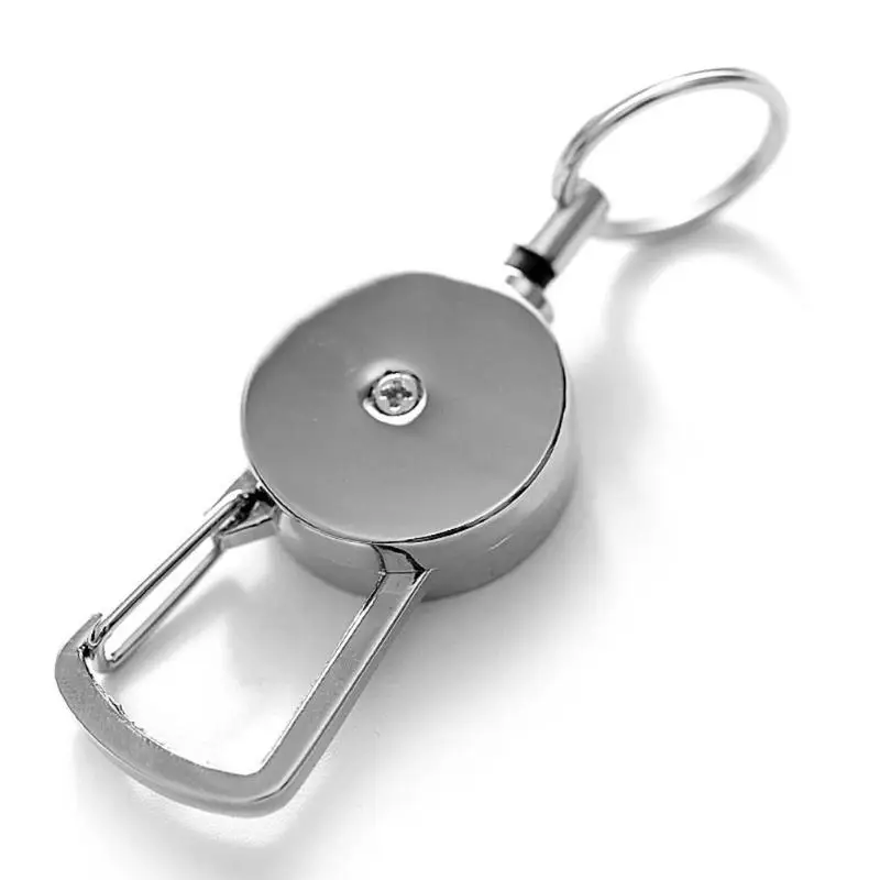 

2.5cm Metal Safety Anti-Lost security Keychain Rope Retractable Quickdraw Keyring High Rebound Wire Rope Key Ring