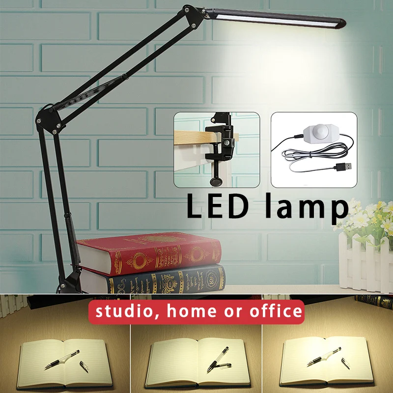 

Book Lamp USB Folding LED Clip Booklight Reading Light 28LED Long Arm Clip-On Table Lighting Work Home Decor Portable Study