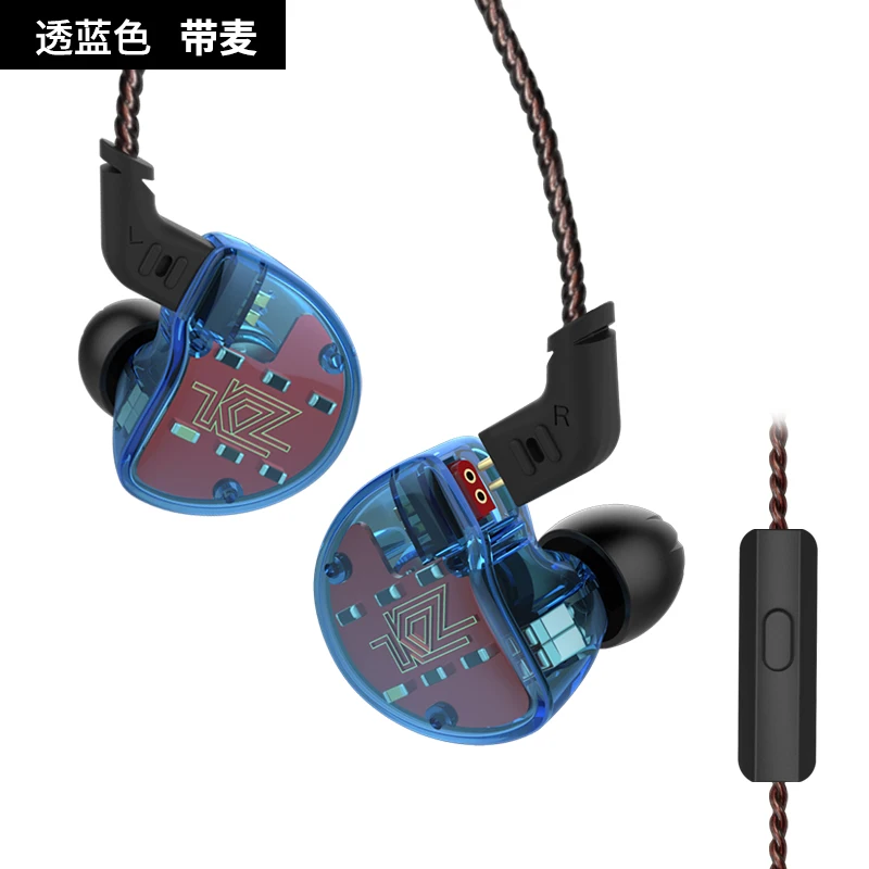 blue with mic KZ ZS10 наушники 4BA+ 1 DD гибридные наушники HIFI бас гарнитура монитор DJ наушники KZ ZS6 AS10 ZST ES4 ED16 BA10 - Цвет: blue with mic