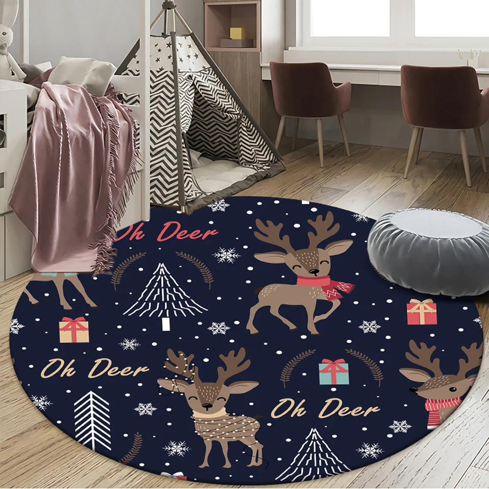 Bedroom Rug Christmas Deers Floor Nonslip Door Mat Children's Room Area Carpet 