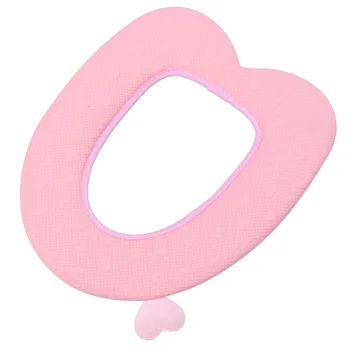 

Toilet Mat with Handle Simple Style Closestool Mat Durable Useful Toilet Seat Cover Pads for Home Bathroom (Pink)