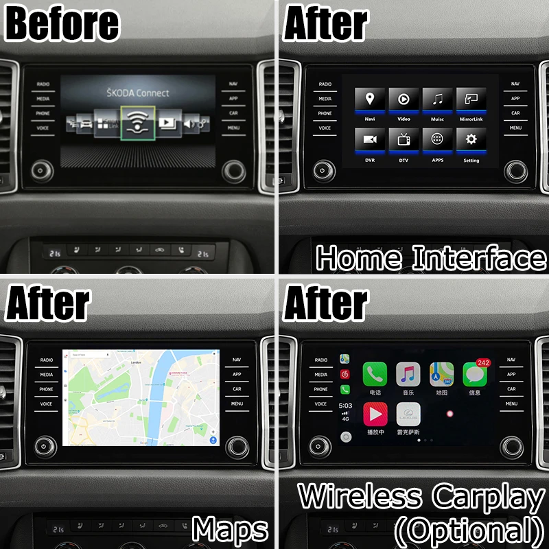 Lsailt/carplay интерфейсная коробка для Skoda Kodiaq MQB MIB MIB2 Откройте для себя pro 6,5 8 9," gps навигация видео интерфейс коробка lsailt