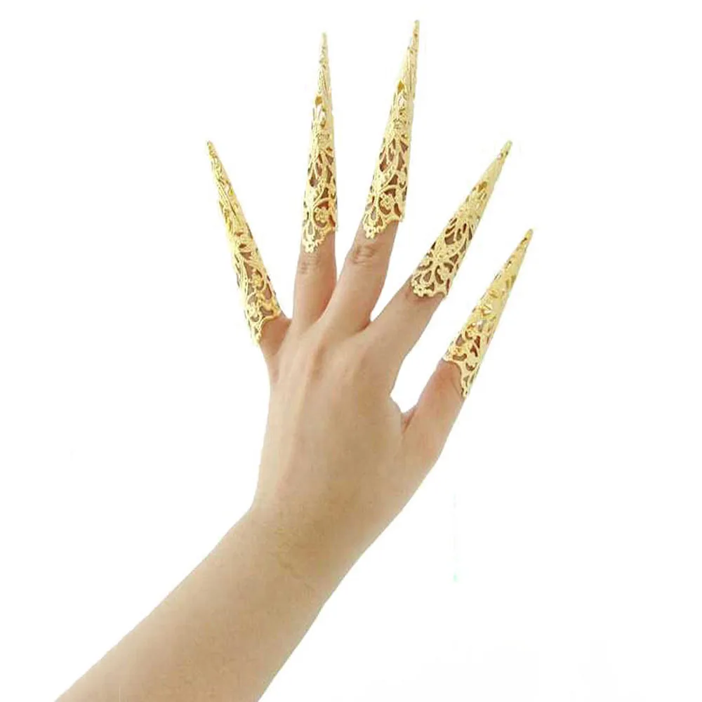 Ancient Antique Style Queen Nail Rings Hollow Knuckle Finger Ring Finger Tip Belly Dance Fashion Jewelry Accessories 5 Pcs finger ring jewelry accessories