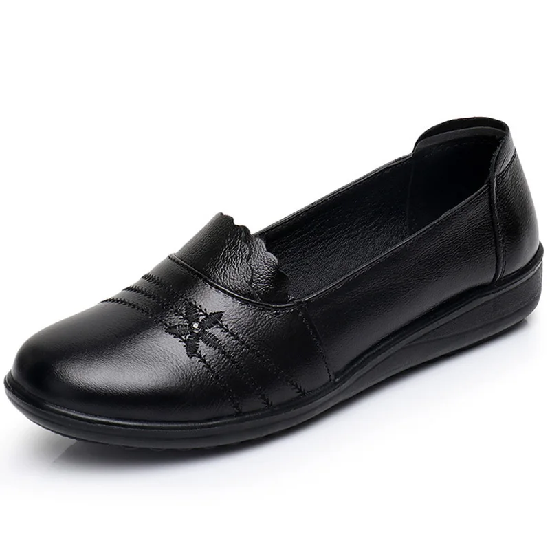 Genuine Leather Flats Women Shoes Big Size 10
