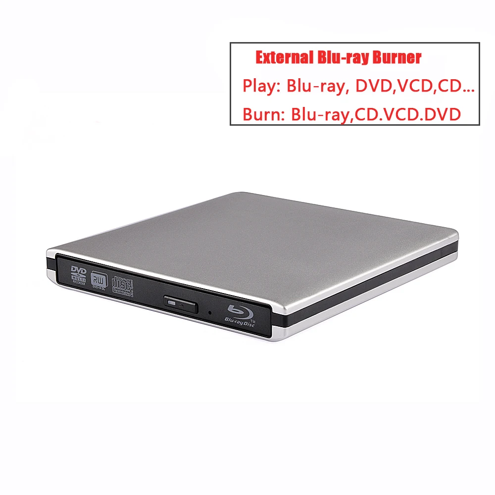 External USB3.0 Blu-Ray Reader Bluray Burner and Writer 3D BD-ROM Optical DVD Recorder BD-RE Bluray Play for Laptop/Desktop