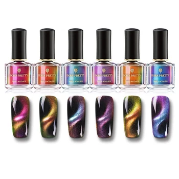 

6ml Chameleon Cat Eye Nail Polish 3D Magnetic Glitter Nail Varnish Black Base Needed Shining Glittering Nail Art Varnish Polish