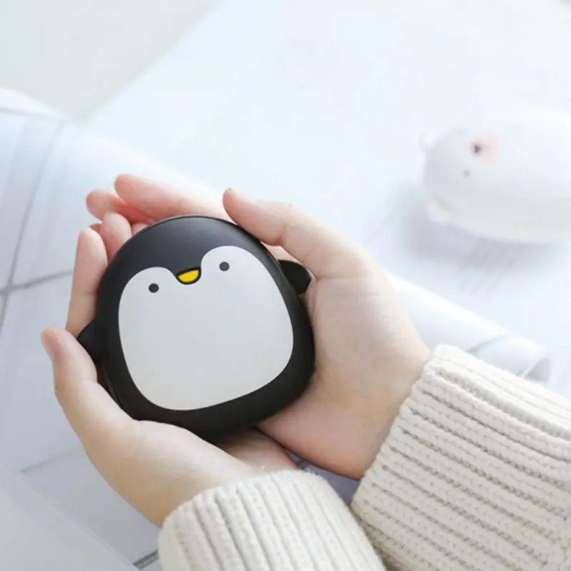 Mini Hand Warmer Portable Cute Cartoon Winter 3600mAh USB Rechargeable Penguin Power Bank Double Sided Quick Heating | Дом и сад