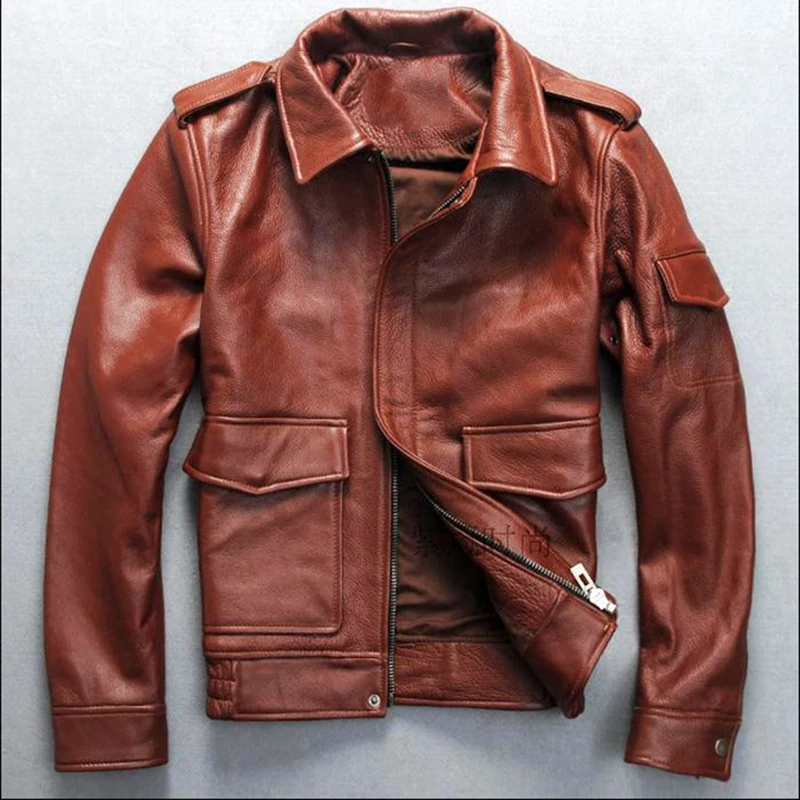 Men's Cowhide Brand Designer Outwear High Quality Genuine Leather Coats Male Vintage Motorcycle Rider G1 Jackets | Мужская одежда