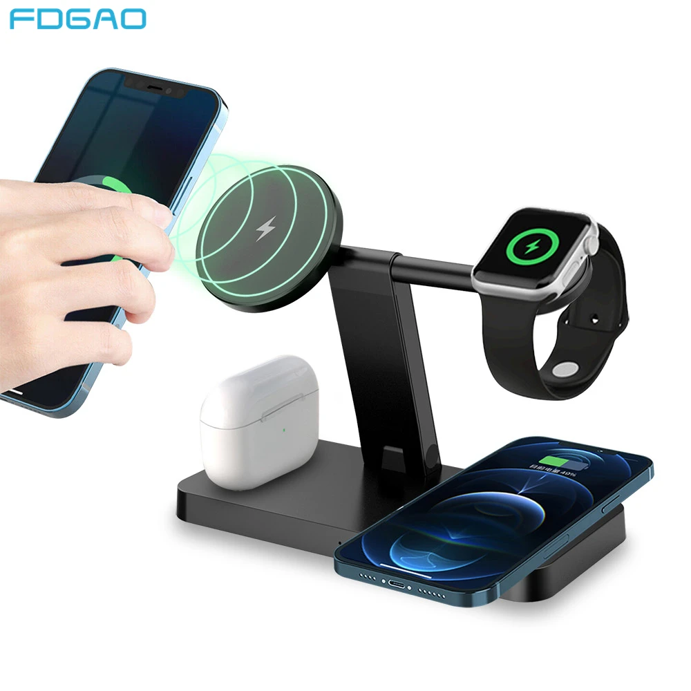 4 In 1 Wireless Charger 15w Qi Fast Charging Stand For Iphone