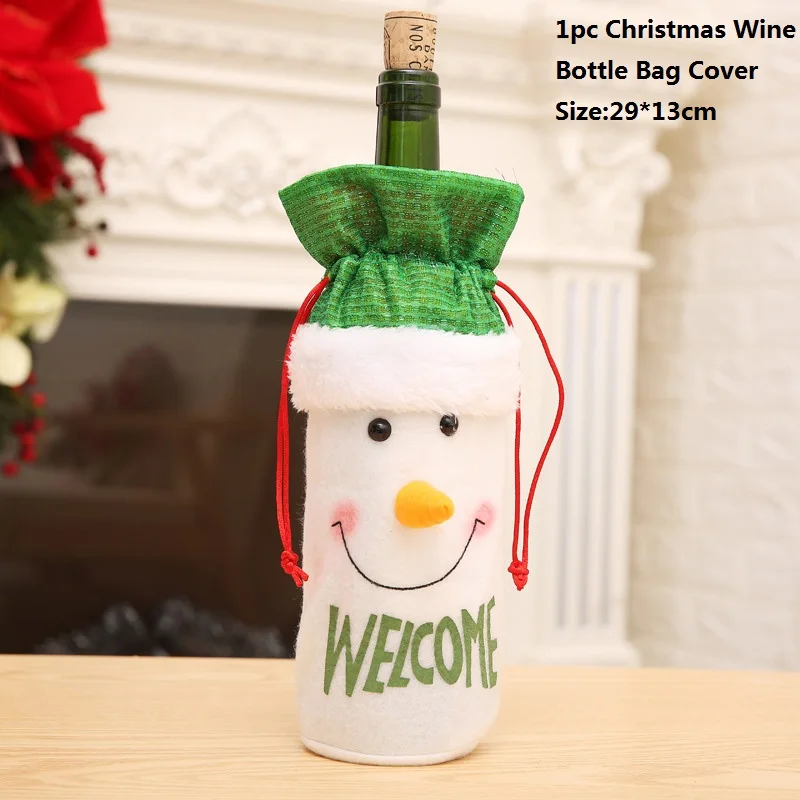 Милые рождественские украшения для дома, чехлы для винных бутылок, Санта-Клаус, снеговик, лось, рождественские подарки, новогодний декор - Цвет: B02