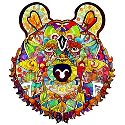 Nova arte colorida de madeira jigsaw único arco íris urso em forma quebra cabeças 100 200 300 peças adolescente crianças presente aniversário brinquedo atacado