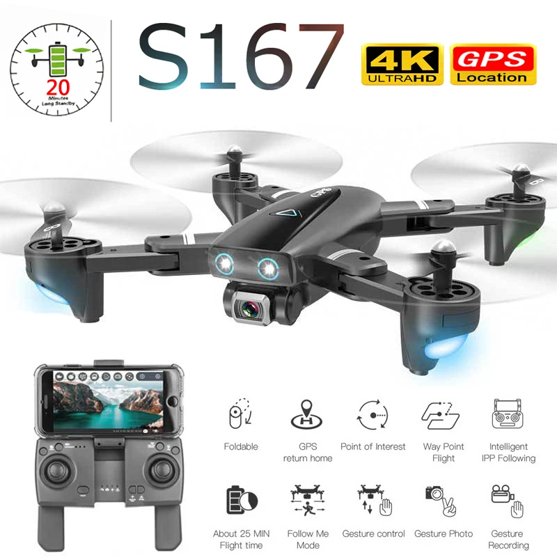 New 5G WIFI 4K Drone Camera HD FPV Quadrocopter Gesture Photos Video Flight 20 Minutes RC Helicopter Profissional GPS Drone Dron