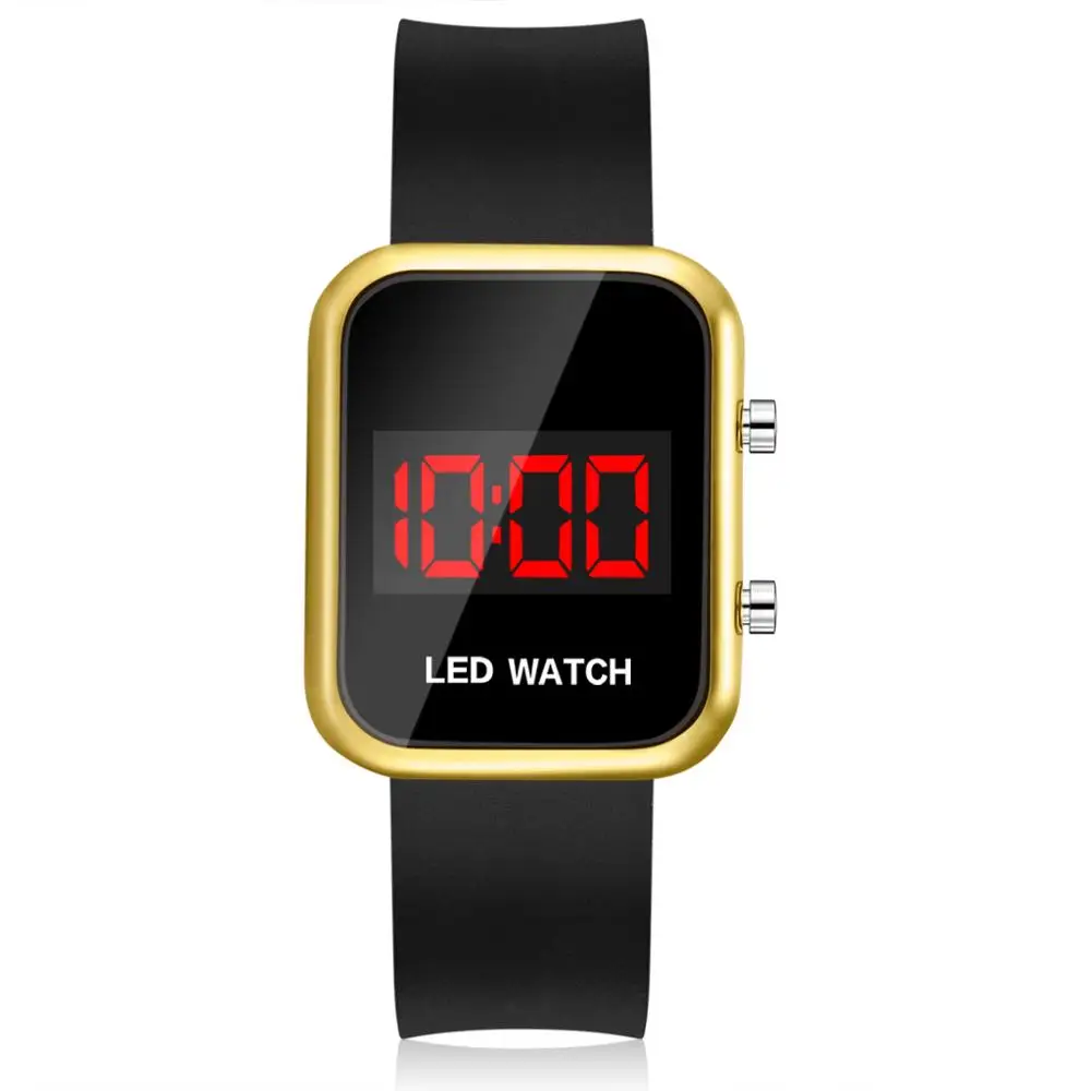 Мужские спортивные часы, Квадратный светодиодный, для студентов, взрослых, пара, электронные цифровые часы, электронные часы Hodinky, цифровые часы - Цвет: Золотой