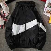 

New Men Spring Fall Thin Hoodies Coats Long Sleeves Color Block Zipper Hooded Sweatshirts Jacket Male Black /White/ Gray Outwear