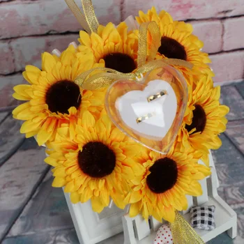

Wedding wall decoration pastoral style simulation sun flower ring pillow sunflower 5 layer cloth flower ring box ring pillow