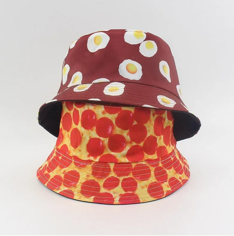Two Side Reversible Creative Poached Egg Yolk bucket hat for women